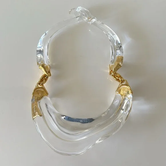 ALEXIS BITTAR Clear Liquid Lucite Ripple Collar Necklace